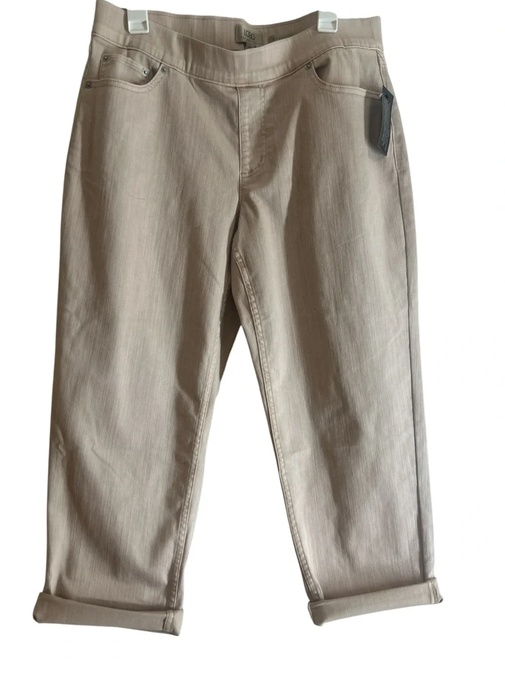 NWOT LOGO by Lori Goldstein Pull-On Boyfriend Crop Pants Comfort Waistband 12P